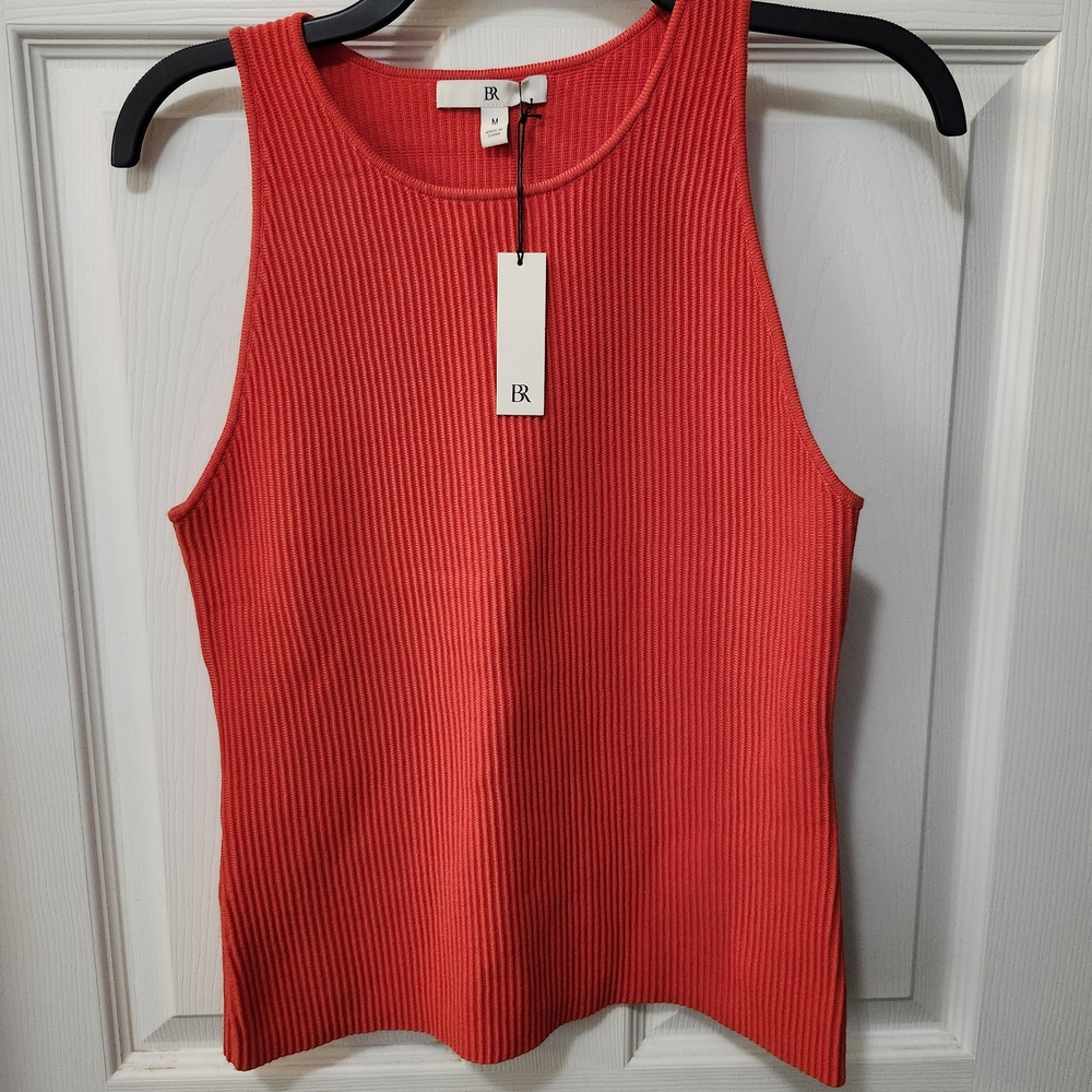 NWT Banana Republic Blood Orange Sleeveless Ribbed Knit Sweater Tank Top. Sz M - Picture 2 of 8